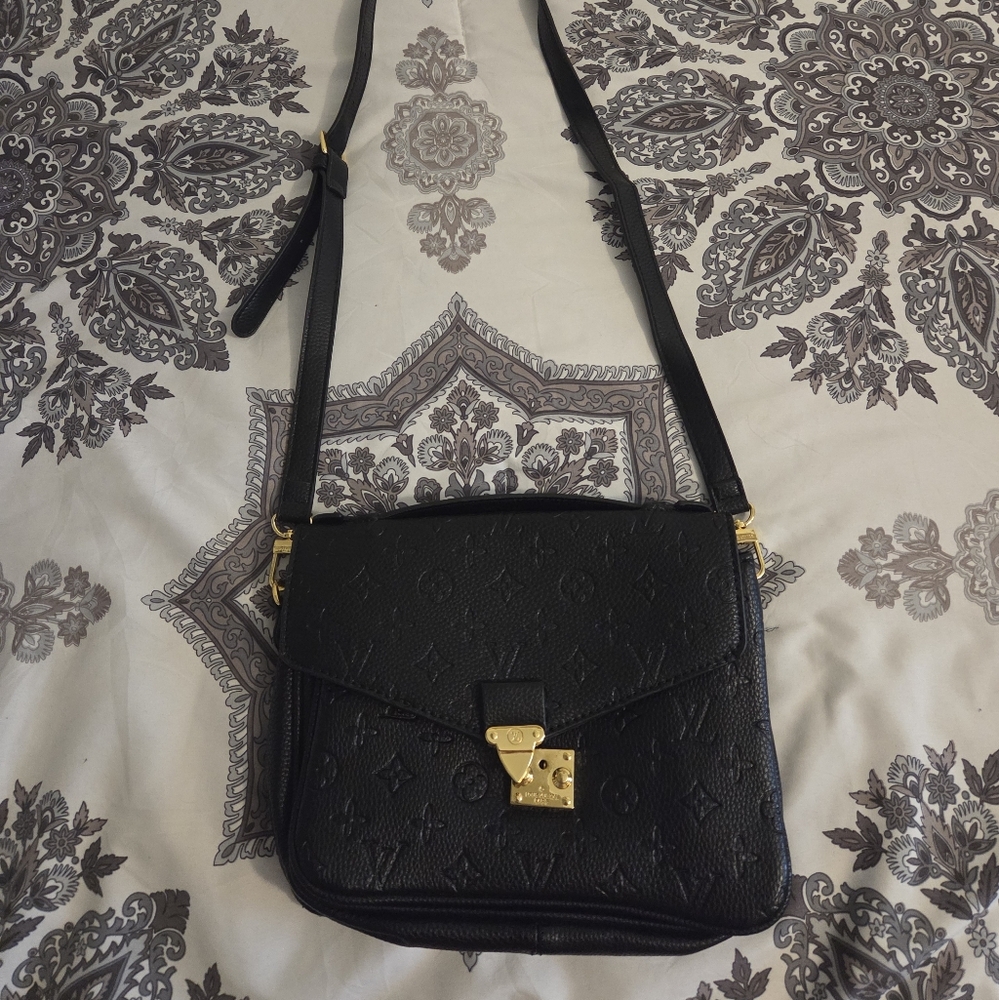 Louis Vuitton Black Crossbody Bag with Gold Accents